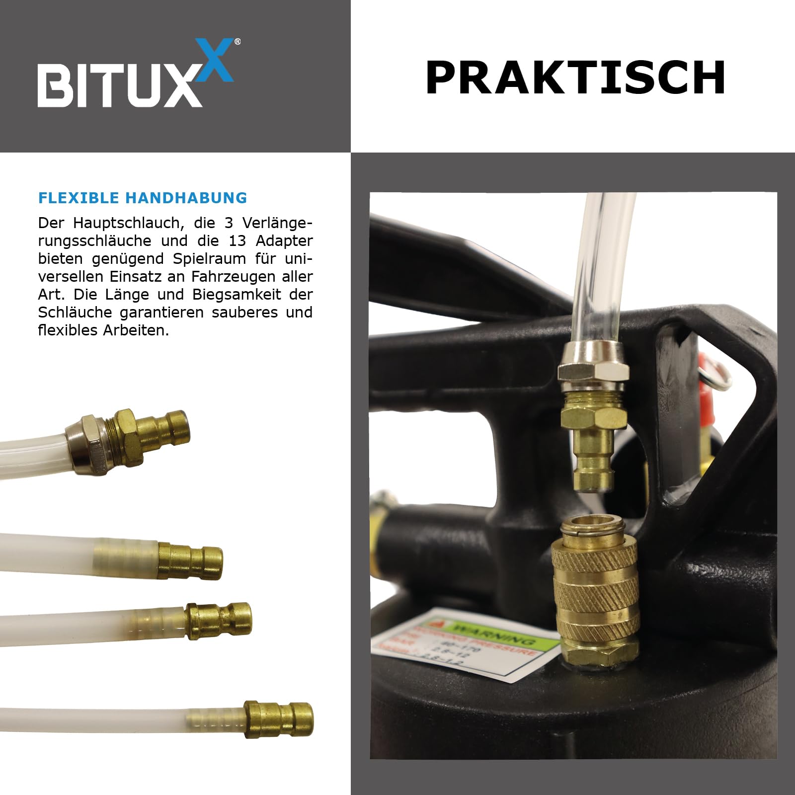 BITUXX Universal Getriebeöl Einfüllgerät Pumpe Öleinfüllgerät Öl Befüllgerät Getriebeölpumpe Ölfüllgerät Druckluft Pneumatisch 10L