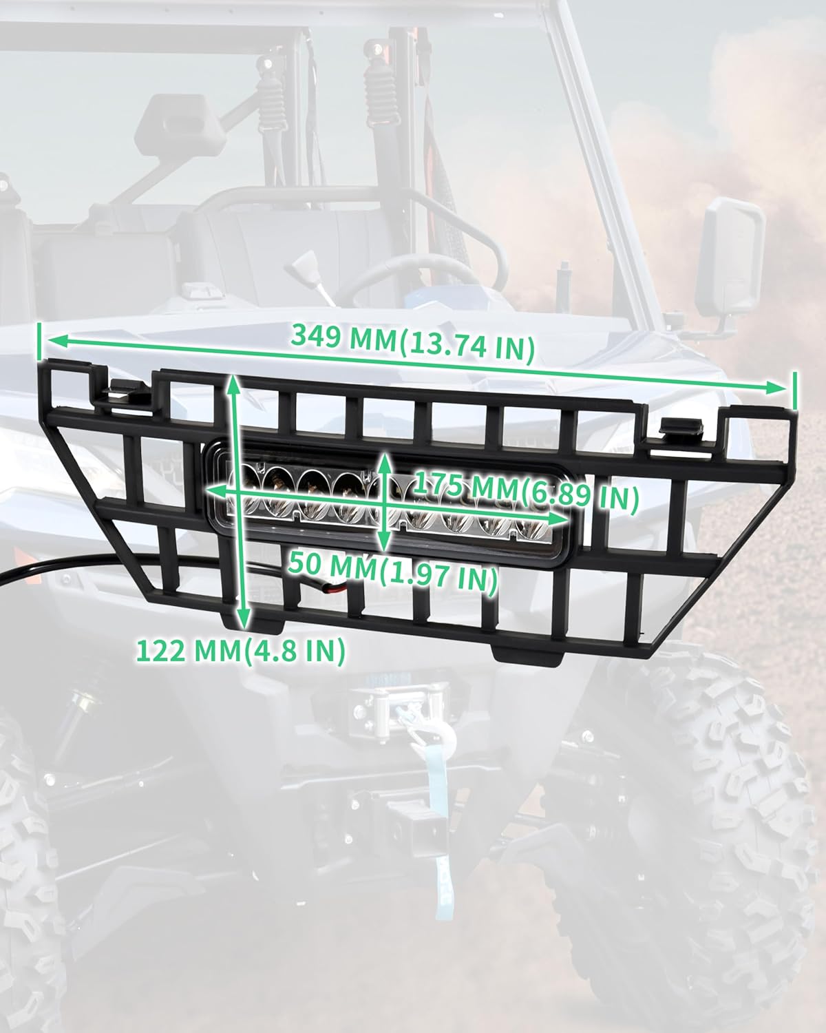 Front Mesh Grille with LED Accent Light Bar for CFMOTO UFORCE 1000 2019-2025/1000 XL 2022-2025 Accessories, Waterproof Radiator Screen with LED Accent Spotlight Bars