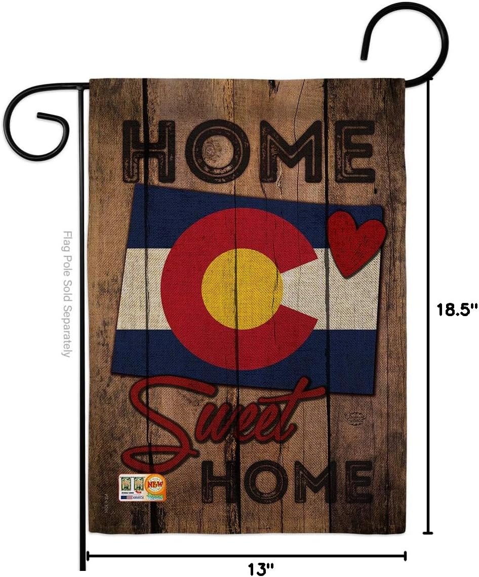 State Colorado Home Sweet Burlap Garden Flag Americana States USA American Territories Republic Country Particular Area Small Decorative Gift Yard House Banner Double-Sided Made In 13 X 18.5