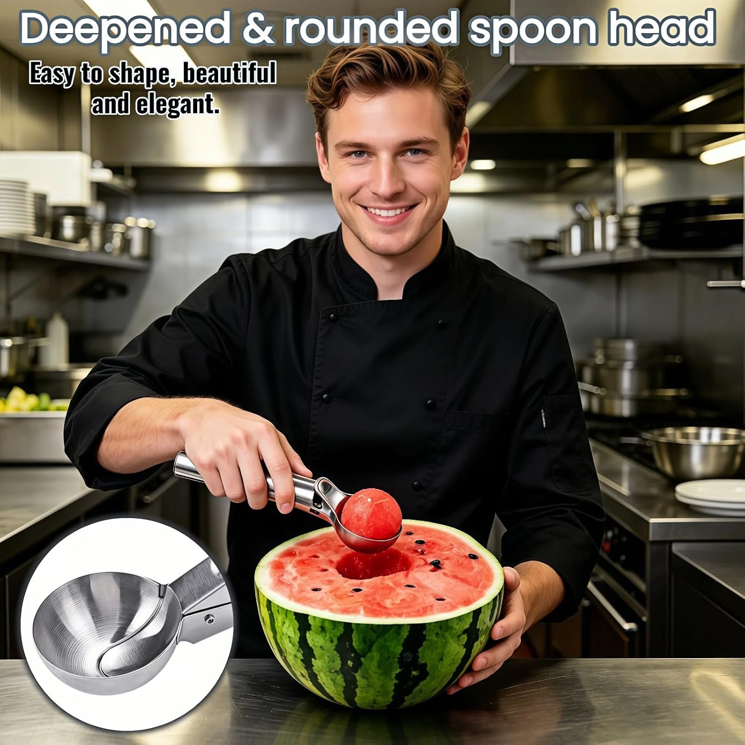 Stainless Steel Ice Cream Scoop with Trigger & Ergonomic Handle – One-Button Release for Effortless Scooping, Dishwasher Safe, Perfect for Gelato, Sorbet, Melon & Cake