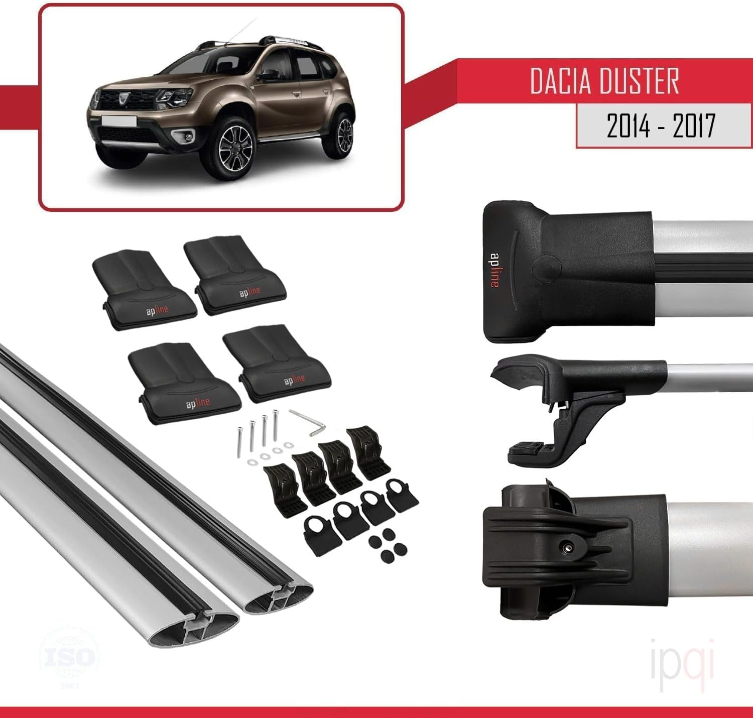 RE&AR Tuning Cross Bar for Dacia Duster 2014-2018 Roof Racks Car Top Luggage Carrier Rails Grey