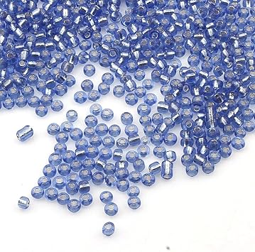 Perlin Glass Seed Beads 3mm 8/0 Round Mini Small Pony Beads 3300pcs for Making Earrings Bracelets Pendants Waist Jewelry DIY Handmade Silver Lined Color Kit Blue