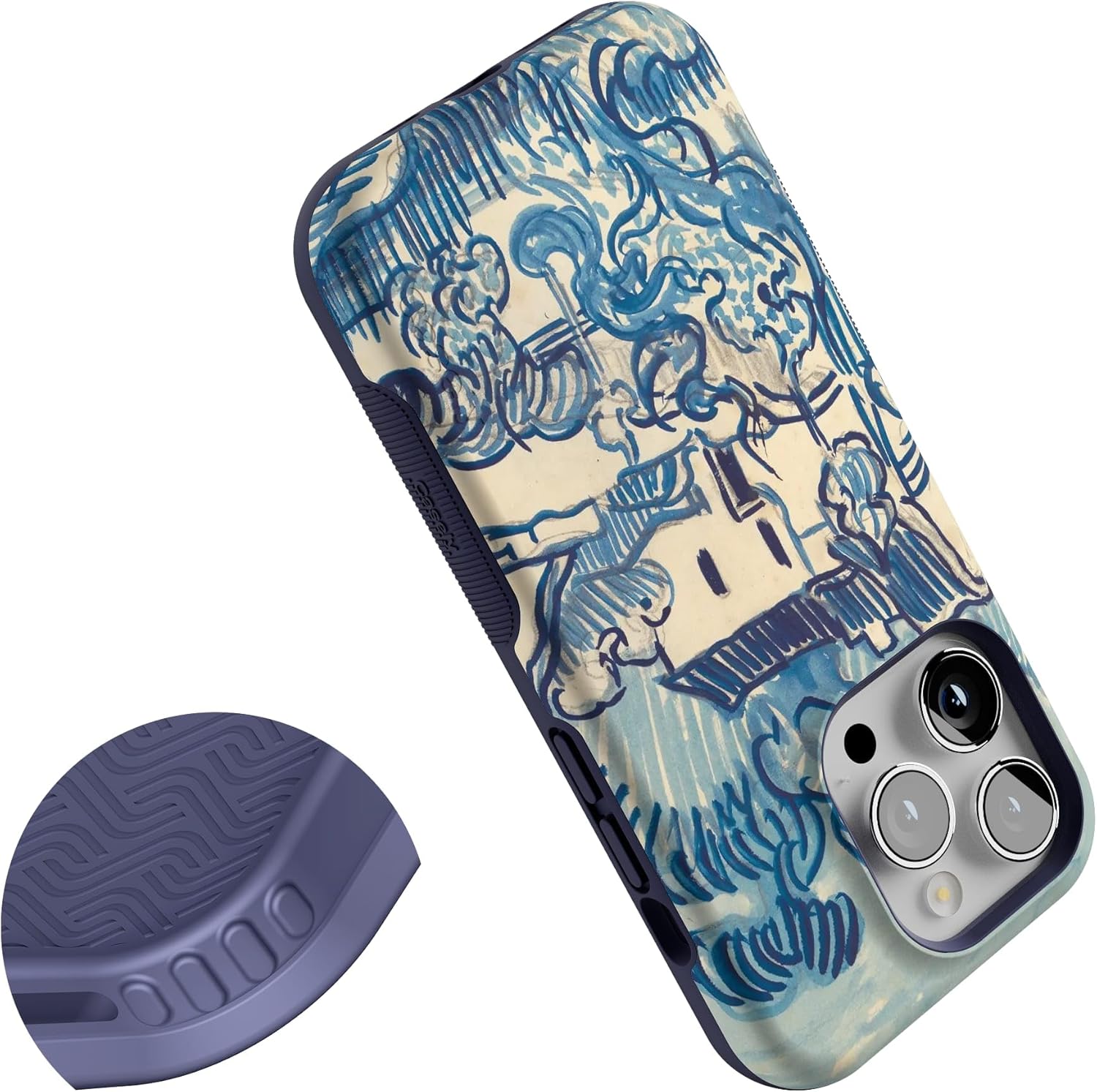 Casely iPhone 14 Pro Case | Van Gogh | Landscape with Houses | Bold Protective Design | Compatible with MagSafe