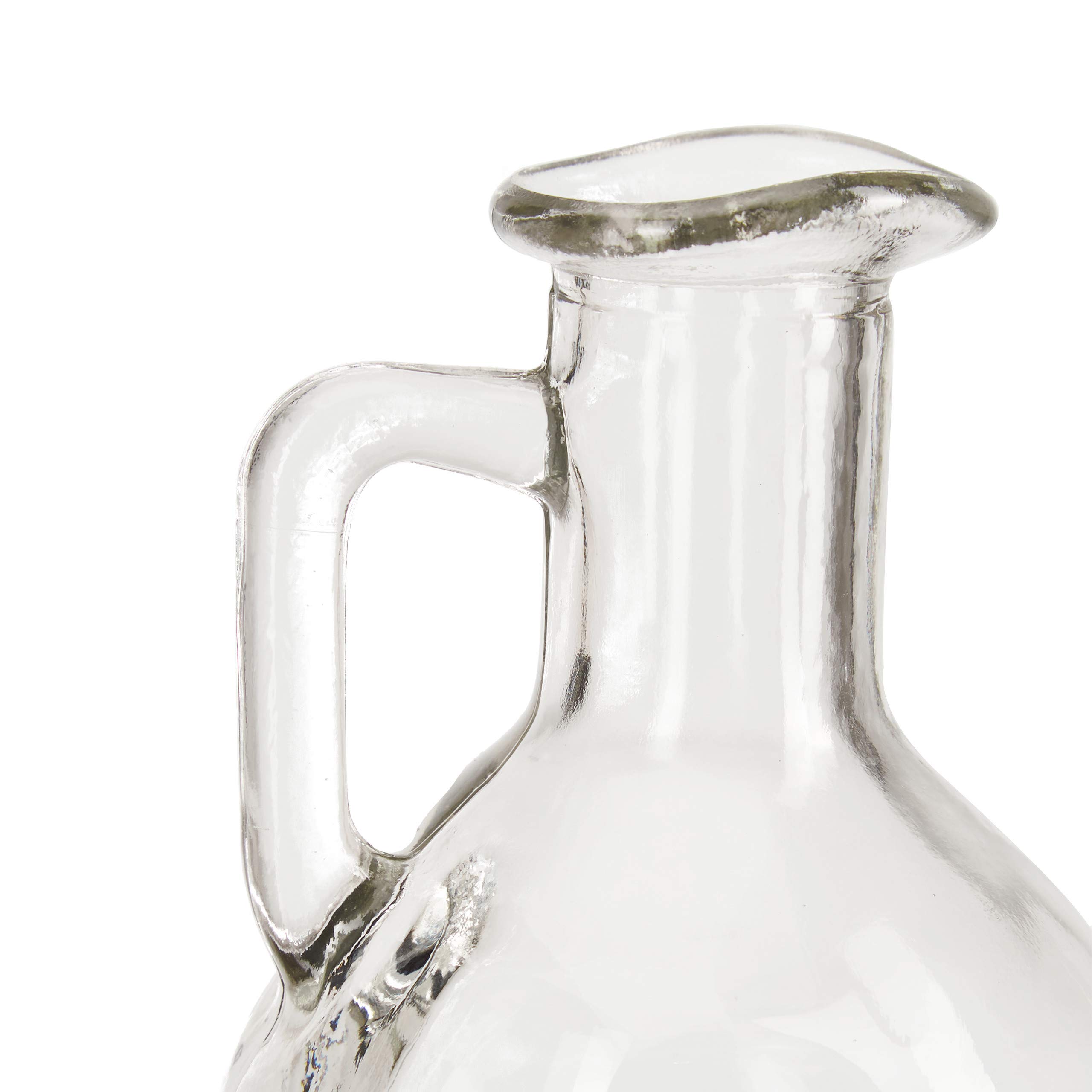 Relaxdays Öl- & Essigkanne 2er Set, Glasflaschen mit Korken, runde Ölfläschchen für Öl & Essig, je 180 ml, transparent