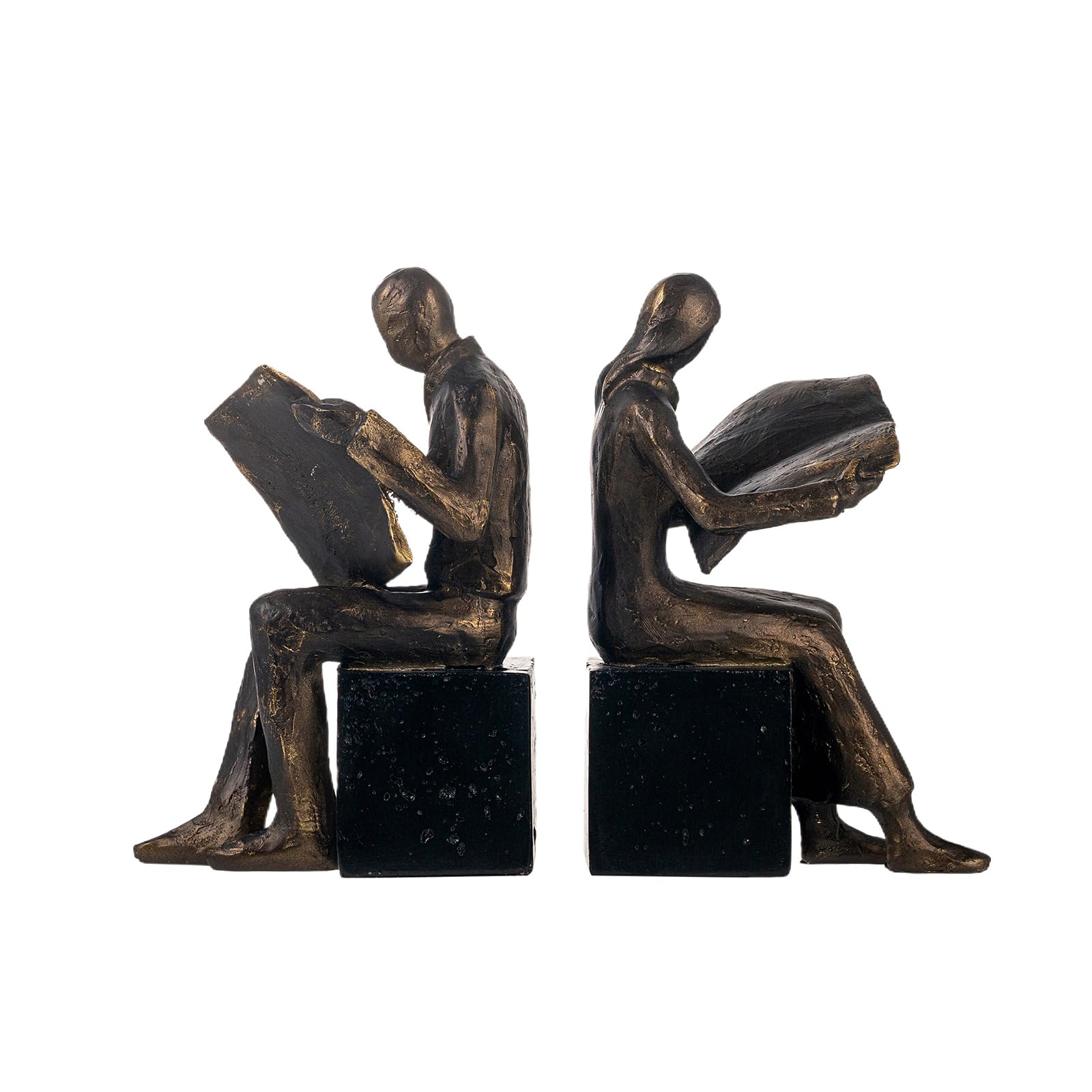 JoResona Readers Bookends, Decorative Book Ends, Nonskid Book Holders, Creative Ornaments for Home Office Living Room，Gift for Book Lovers
