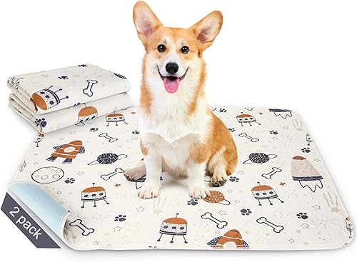 Siwa Mary Almohadillas para cachorros, superabsorbentes, paquete de 2 almohadillas para orina de perros de 31 x 36 pulgadas, antideslizantes,