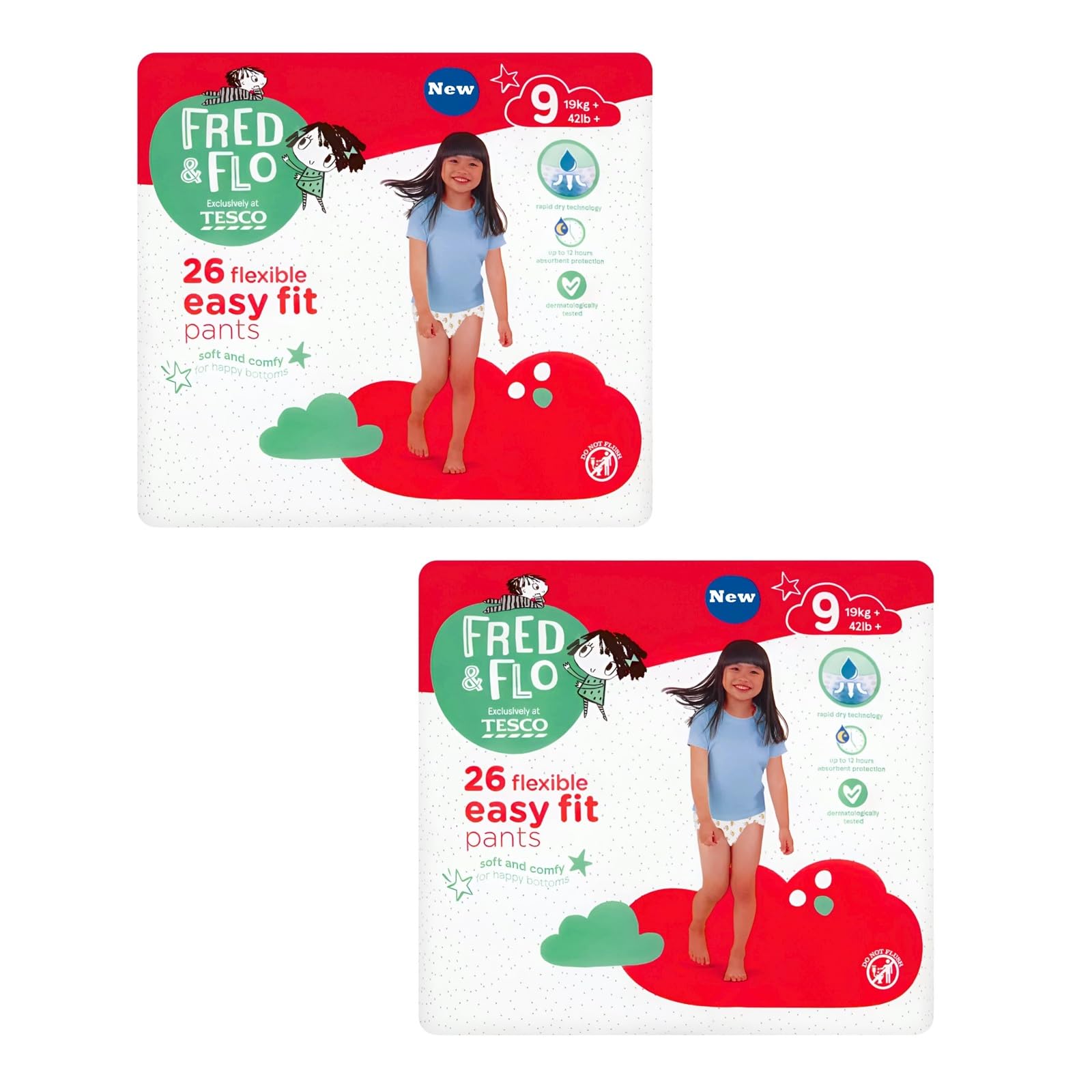 Fred & Flo Size 9 Nappy Pants 26 Pack (Pack of 2) 52 Nappy Pants