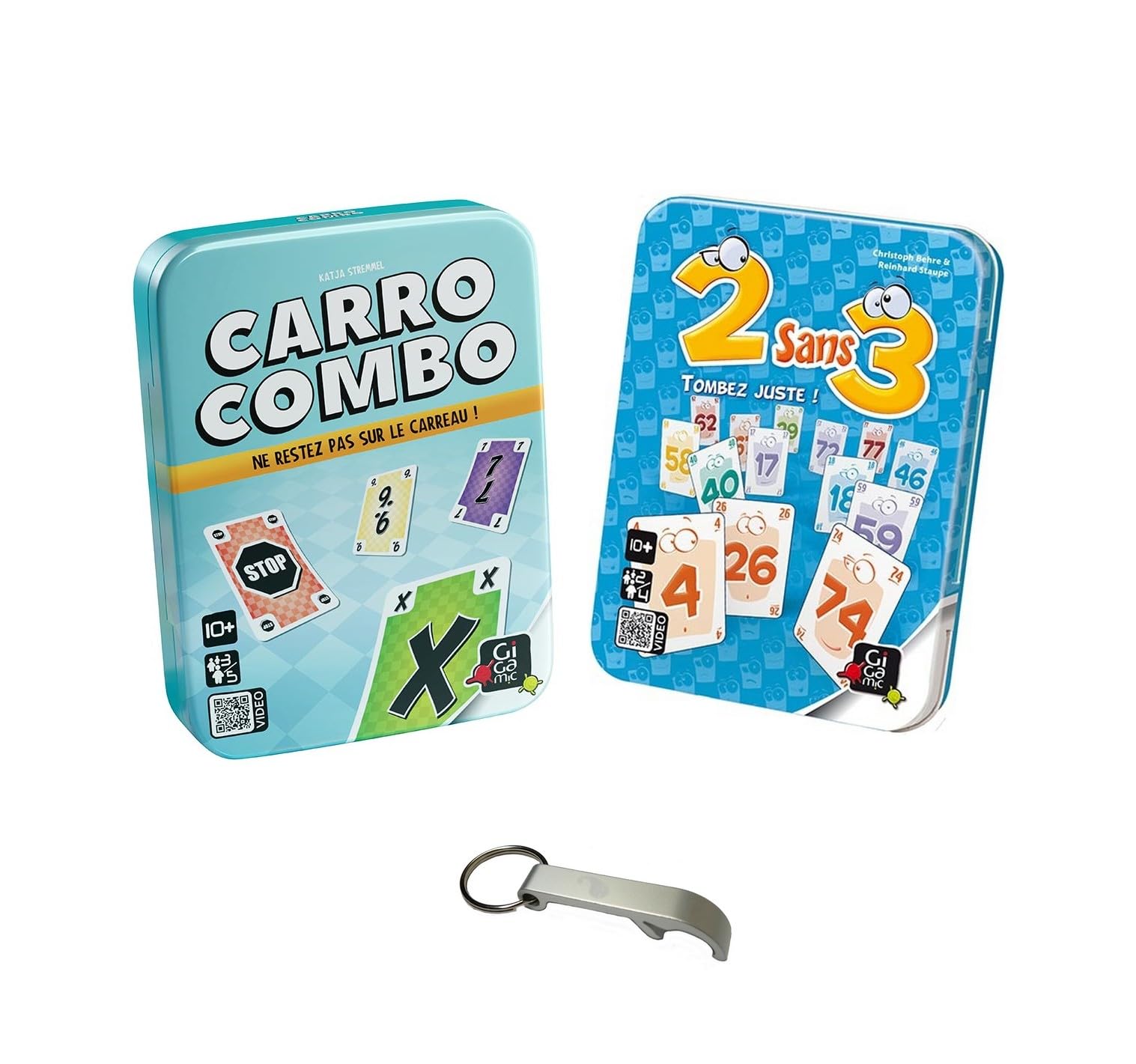 Jeux Boîtes Métal 2 sans 3 + Carro Combo Version Française Lot 2 + Décapsuleur Blumie