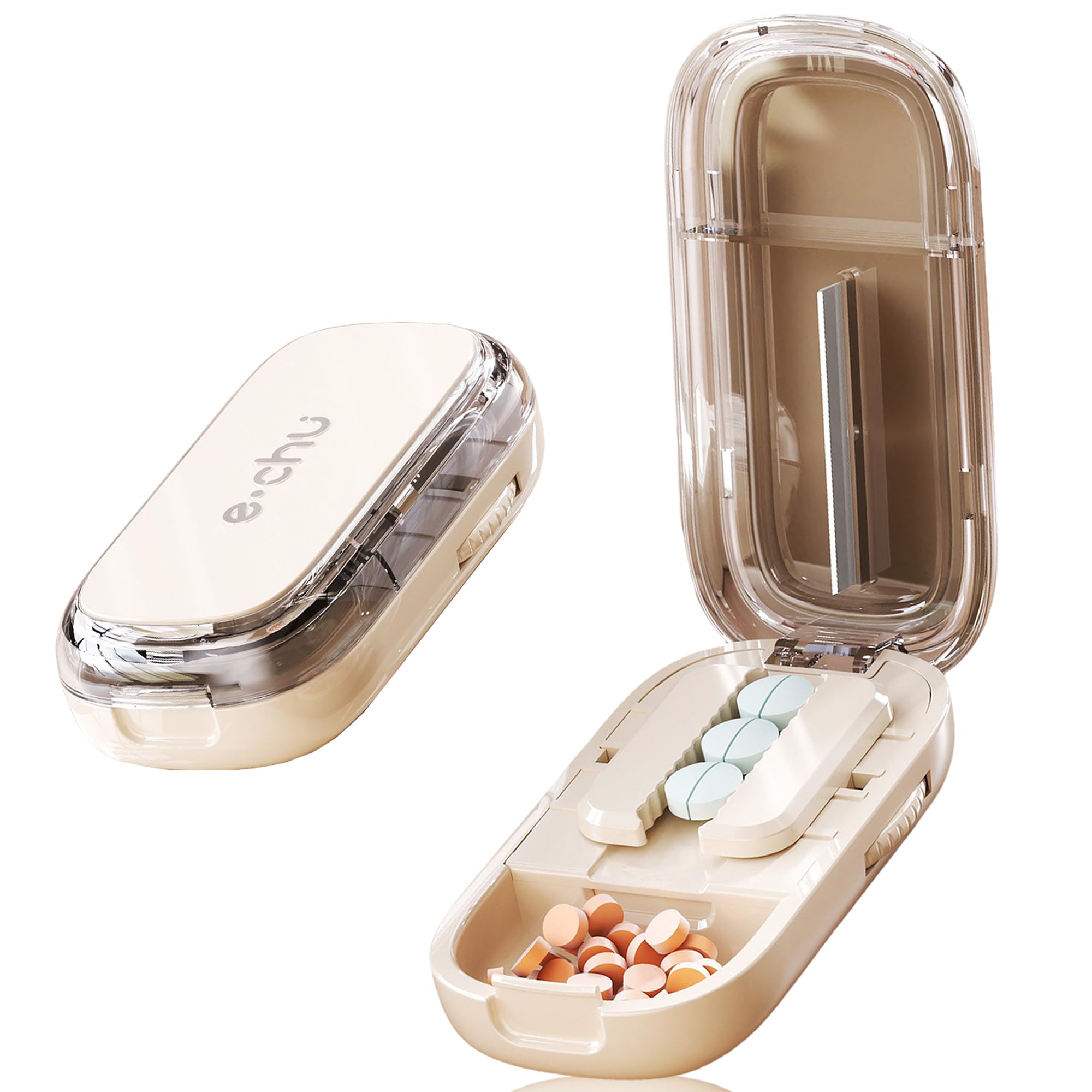 DUBSTAR Pill Cutter Splitter for Small &amp; Tiny Pills Cuts into 1/2 Beige