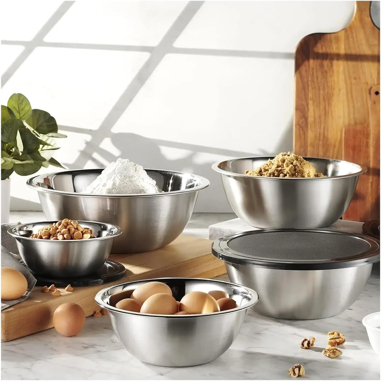 Stainless steel bowl Stainless Steel Mixing Bowls with Lids Set, 5 Sizes Nesting for Your Kitchen Meal Prep, Cooking