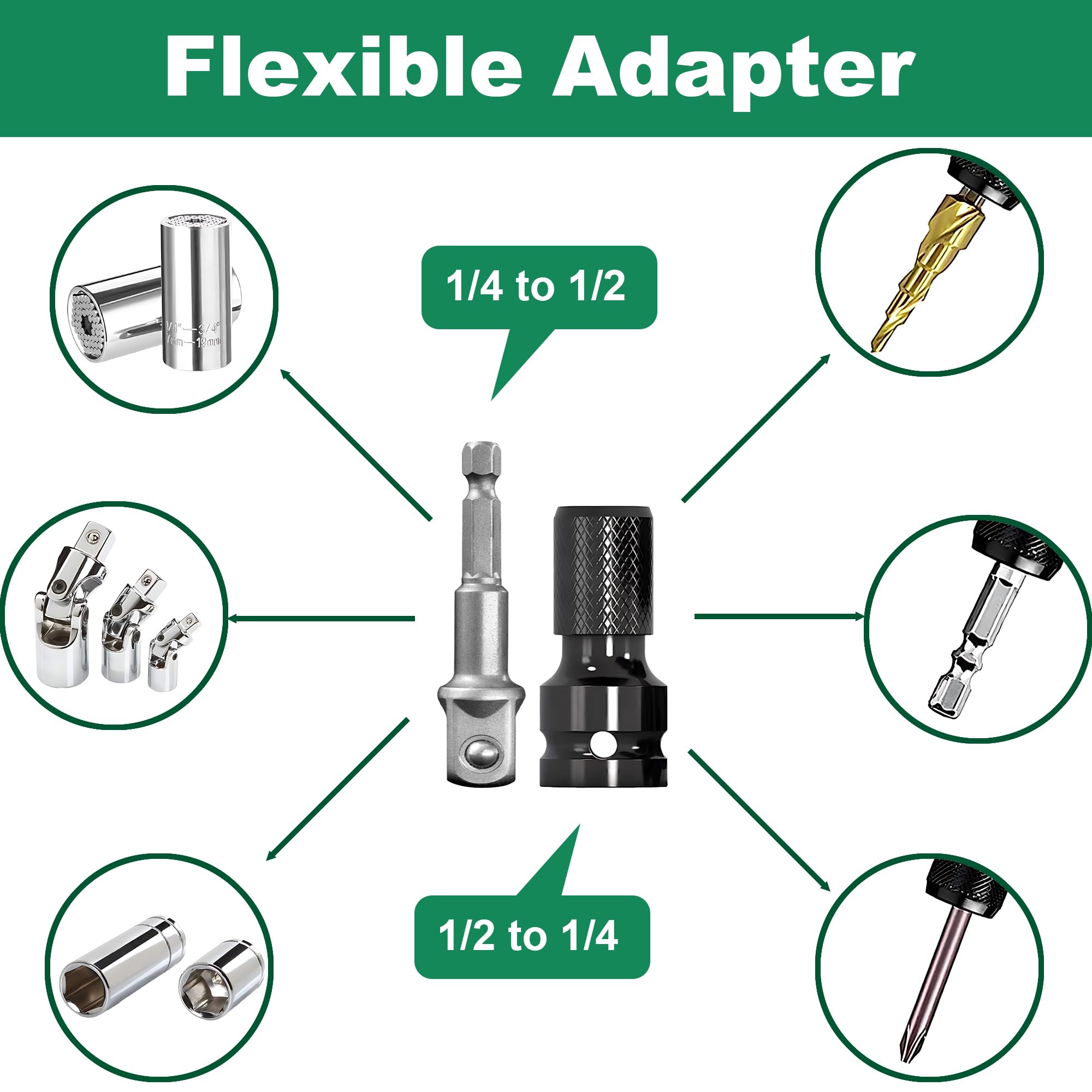 SJLERST Douille à Choc Profonde, 12 Pièces 24-41mm Jeu De Douille Longue à Chocs à Percussion