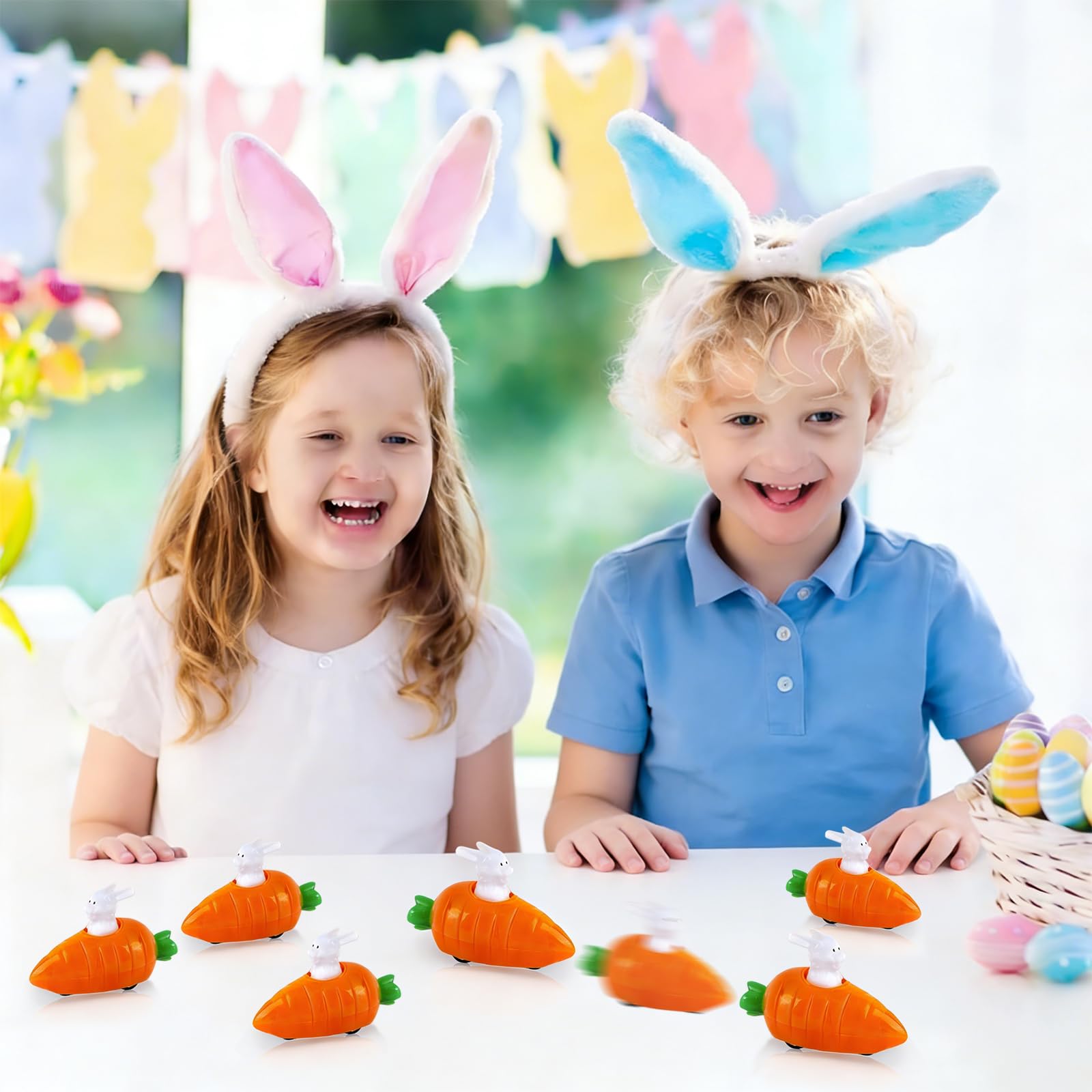 8 Pcs Voiture à Friction Lapin et Carotte, Mini Jouet de Rétrofriction pour Enfant Garçon Fille, Cadeau Invité Anniversaire Pochette Surprise Petits Jouets Fête des Enfants