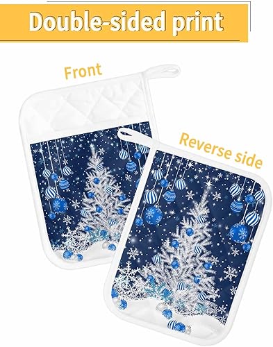 Miniatura 9 de Hello Winter - Juego de 2 soportes para ollas para cocina, antideslizantes y aislantes de calor, juego de agarraderas de tela de toalla con