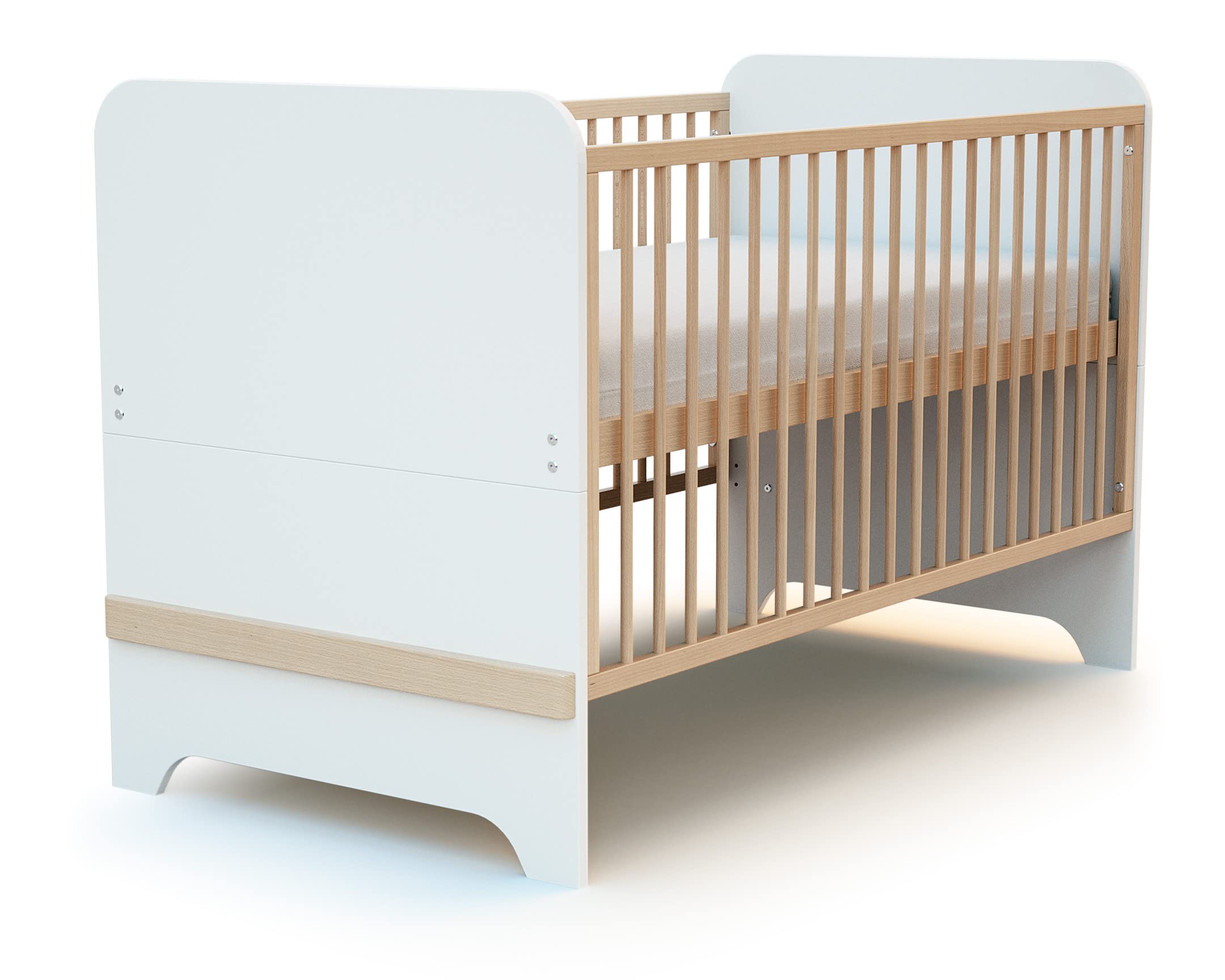AT4 - Habitación bebé completa CARROUSEL madera - Blanco/Haya Barnizada - 70 x 140-147,5 x 78 x 93,5/79 x 65,5 x 94/51 x 96 x 176 cm