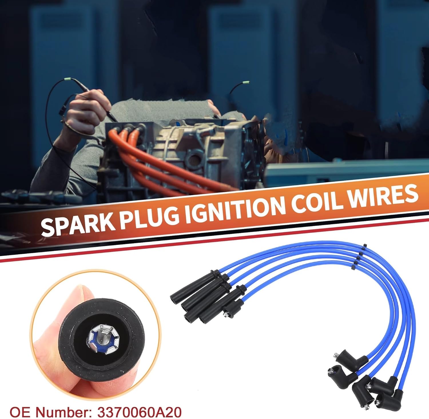 Ignition Cables Compatible with Suzuki for 413 1986 1987 1988 1989 1990 3370060A20 Spark Plug Wire Ignition Coil Cable
