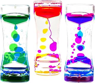 Winbar 3 Pack Calming Liquid Motion Bubbler, Hourglass Type Sensory Toys for Children & Adults with Autism & Anxiety, Relax & Calm Down, School & Office Toys