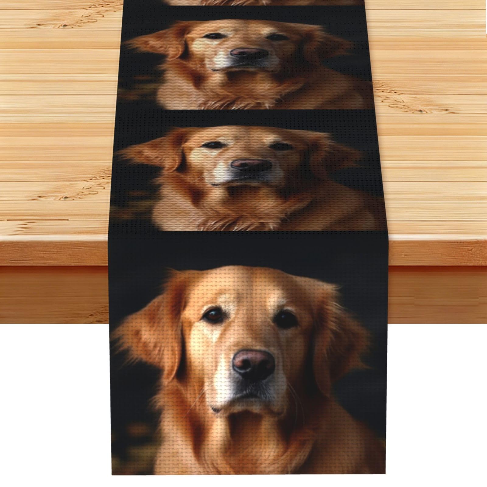 Fodpand Black Rustic Cotton Linen Table Runner, Golden Retriever Table Runners 13 X 72 Inches, Modern Elegant Farmhouse Tablecloth, Washable Kitchen Dining Table Decoration For Home Party Decor