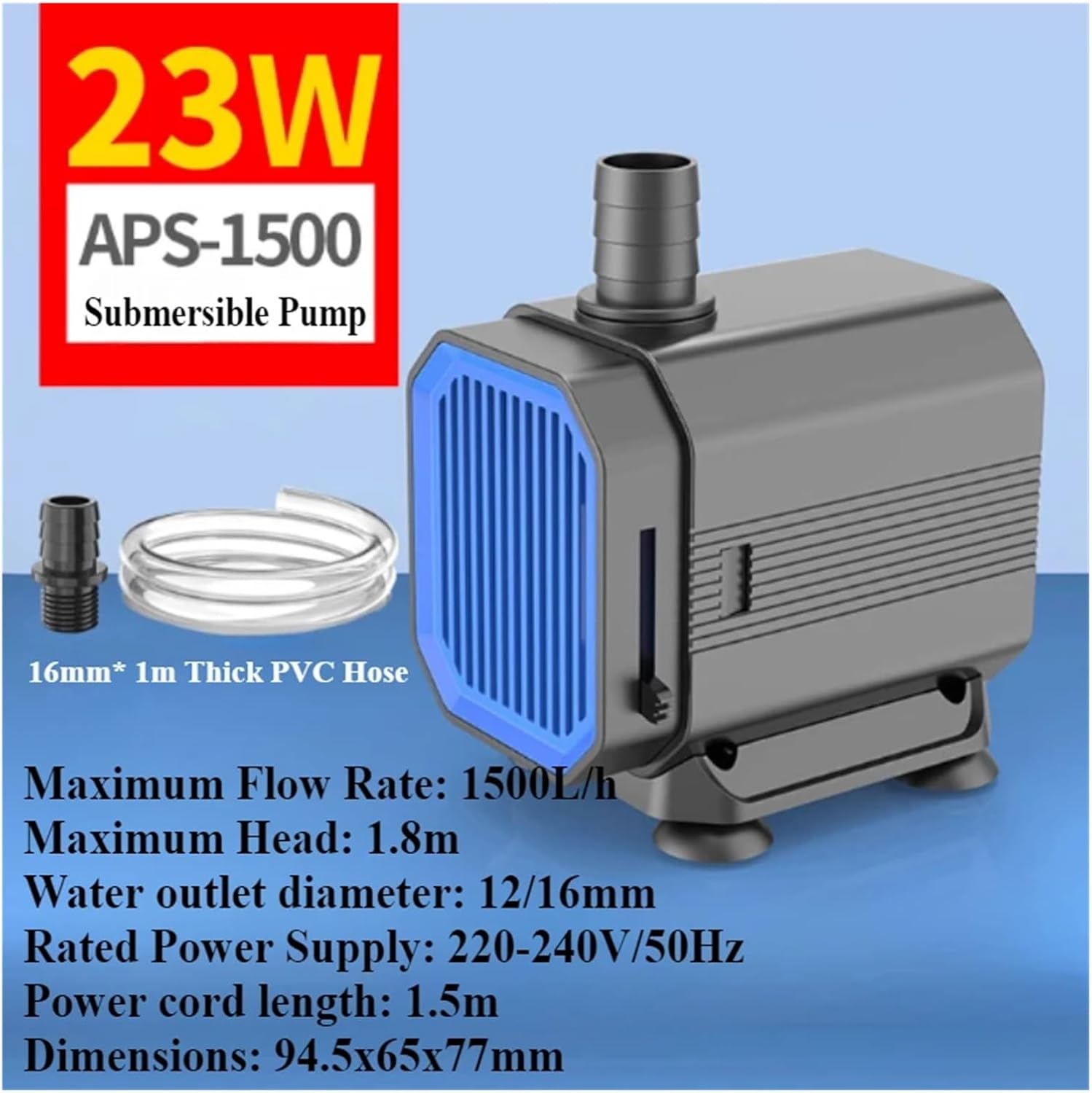 Ultra-quiet submersible circulation pump Ultra-Quiet Fish Tank Pond Submersible Pump Small Bottom Water Absorption Filter Fountain Circulation(23W)