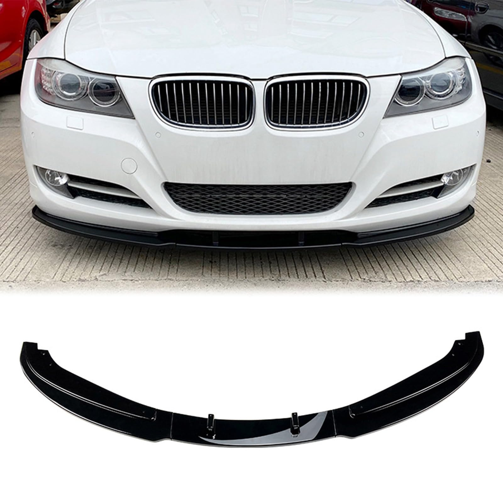 Compatible con BMW Serie 3 E90 E91 Lci Front Splitter Lip Base Modelo 2009-12 Gloss Blk