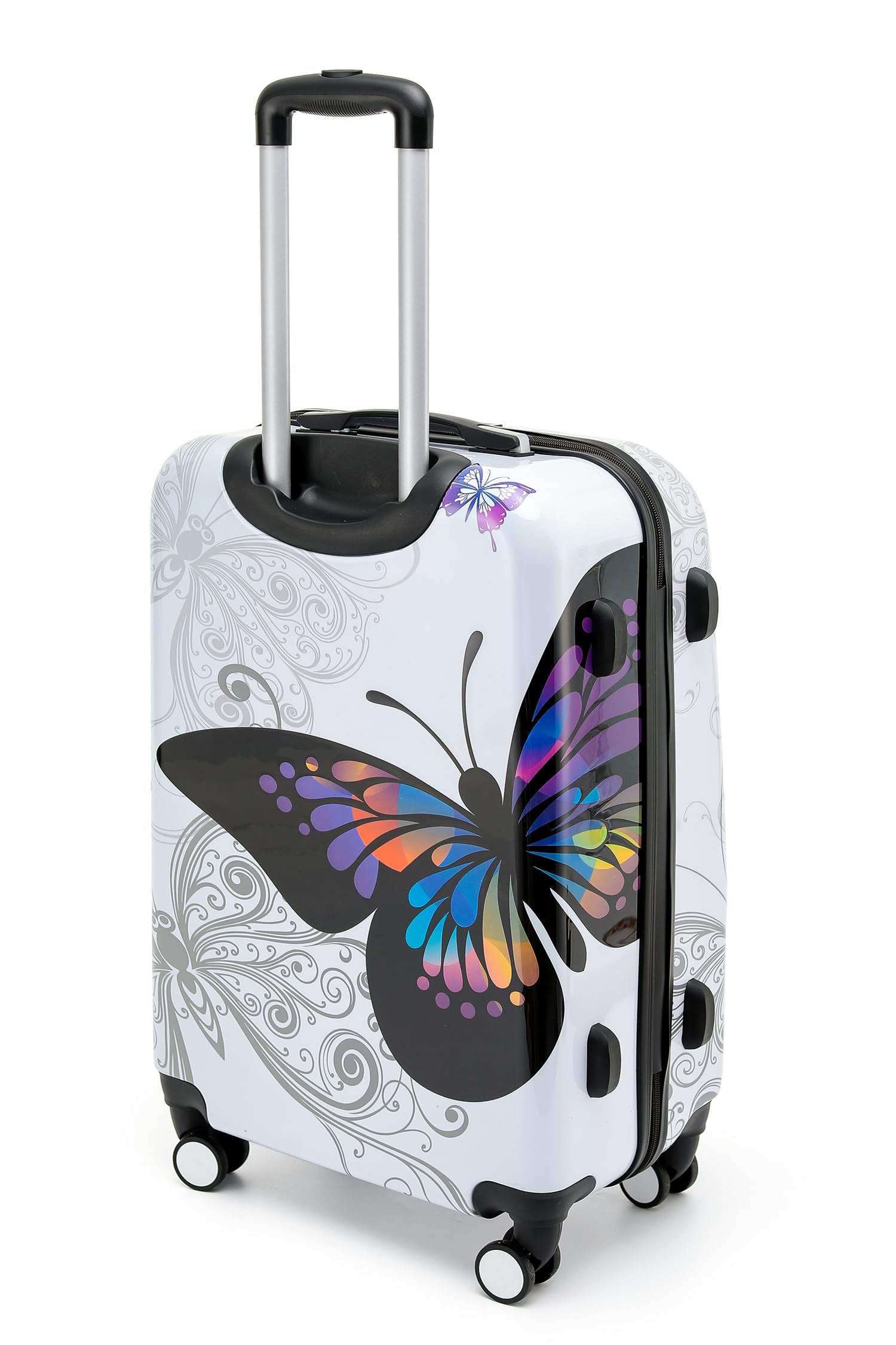BEIBYE Butterfly 2060 TSA-Schloss 4-TLG. Reisekoffer Trolley – Robustes Hartschalen Kofferset inkl. Handgepäck und Beautycase(L-66cm)