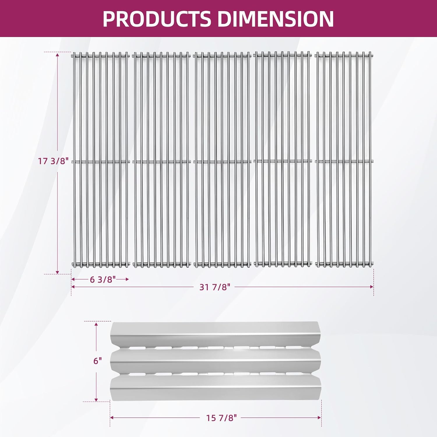 5 Packs 96021 Heat Plates and 5 Pack Cooking Grids Replacement Parts for Broil King Baron 320, 340, 420, 440, 490, 540, 590, 590-S,9635-87, 9221-64, 9221-54, 9211-54, 9211-57, 9211-64