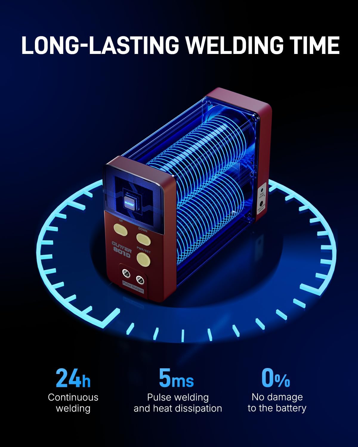 GLITTER Spot Welder, 14500W 2500A Battery Spot Welder, Auto & Manual Capacitor Spot Welder for Lithium Batteries, 99 Gears Adjustable Battery Welder for 18650 LiFePO4 Lithium Battery Pack DIY, 801D