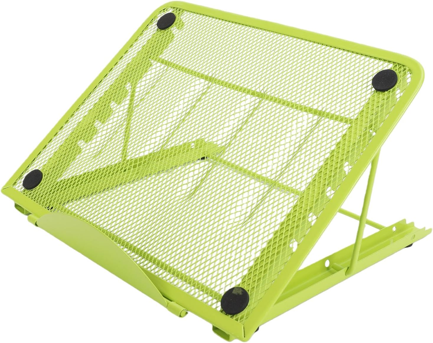 GOWENIC Metal Mesh Laptop Riser, 6 Level Adjustable Stand, Foldable Ventilated Tablet Holder for Desk Work, Portable Drawing Board Stand (Green)
