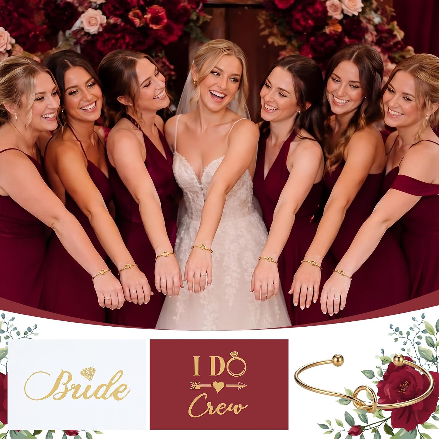 Kenning Burgundy 16 Pcs Bridesmaid Proposal Gifts Set, Vintage