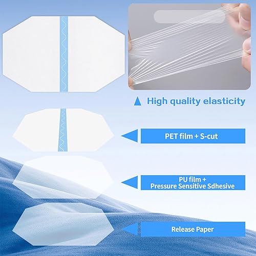 Miniatura 10 de 60 cintas octágonas de levantamiento de muslos, cinta invisible para muslos, cinta adhesiva transparente para celulitis, para mujeres y niñas, 8 x 6