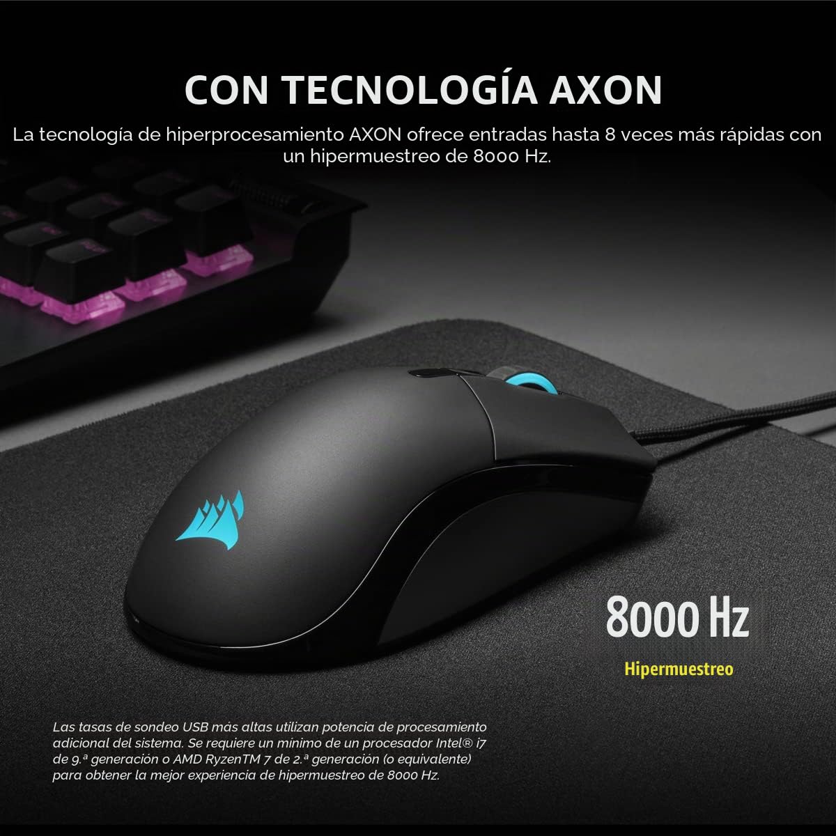 Corsair SABRE RGB PRO CHAMPION SERIES Ratón para Juegos, Forma Ergonómica para eSports, Peso ligero de 74 g, Cable Flexible Paracord, Botones CORSAIR QUICKSTRIKE con Clic Inmediato, Negro