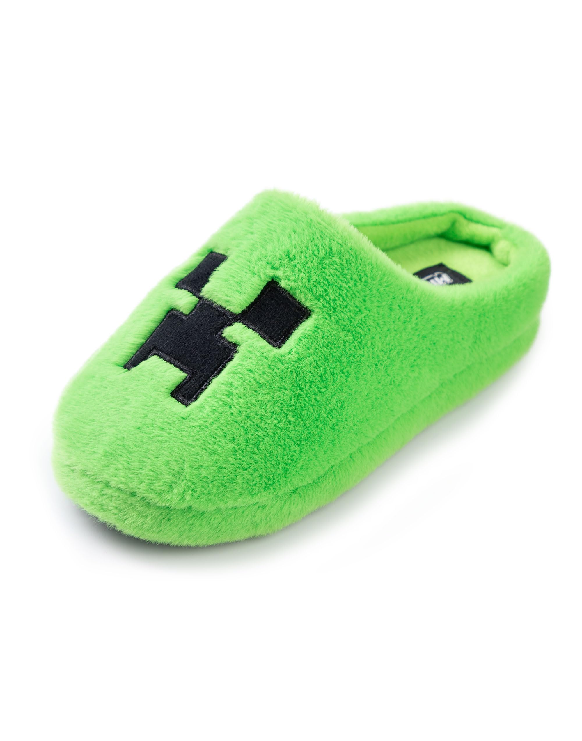 Minecraft Pantuflas Creeper Green Mule | Calzado de interior de forro polar para niño | Acabado suave y peludo | Pantuflas para videojuegos | Mercancía