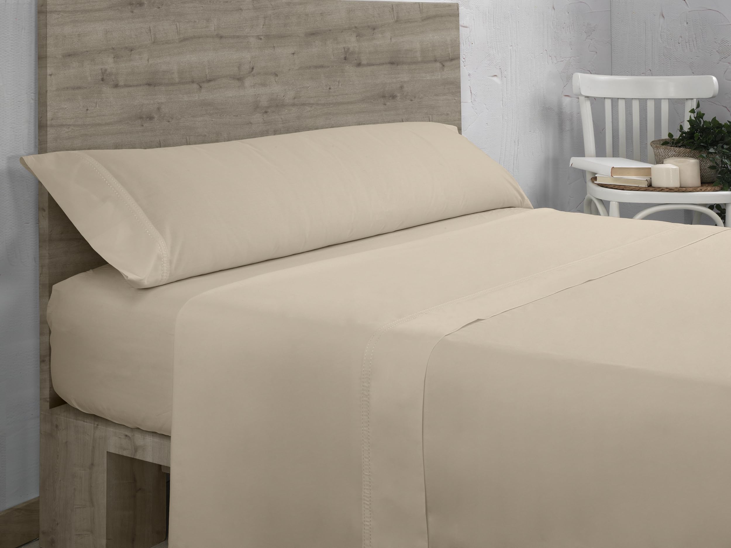 Ensemble draps satin titane lit 200 cm thermorégulateur et infroissable