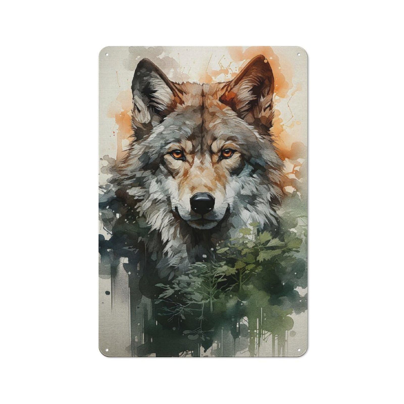 Junmoney Wolf Folk 30X20cm Retro Tin Sign With For Dining Room Or Kitchen, For Metal Sign Collectors, For Garage And Workshop Walls