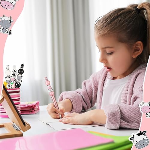 Miniatura 4 de Colarr Juego de 24 bolígrafos de plástico con cuentas, kit de fabricación de bolígrafos de cuentas surtidas, cuentas de madera, cuentas de cristal,