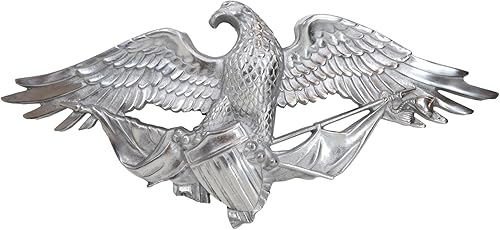 Ebros Gift Placa grande de aluminio pulido de 26.5 pulgadas de largo, diseño de águila calva con bandera de Estados Unidos y escudo de decoración de