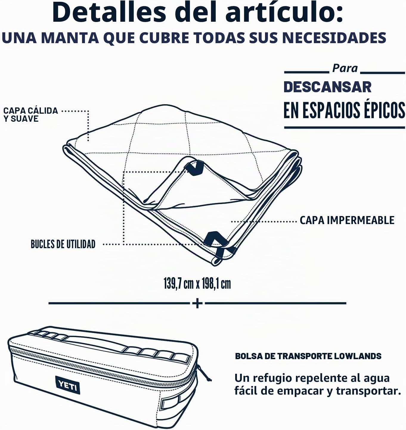 YETI Lowlands - Manta multiusos con bolsa de viaje, color verde oliva