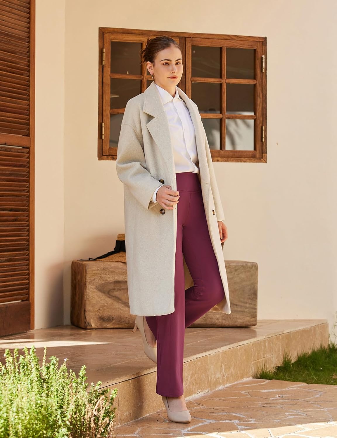 baleaf Women's Fleece Lined Pants Yoga Pants Warm Thermal Winter High Waisted Straight Leg Leggings with 6 Pockets - Image 3