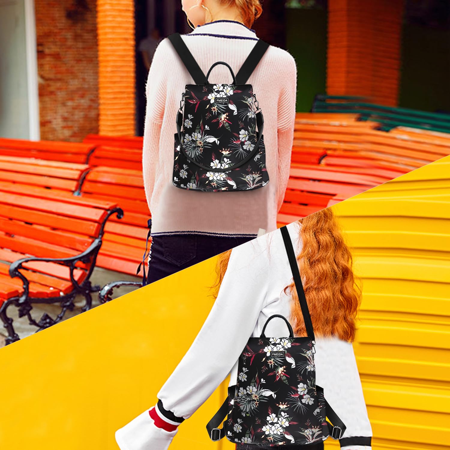 Fmeida Zaino Donna Antifurto Moda Borsa Donna con Tracolla Borse Zainetto da Viaggio Impermeabile