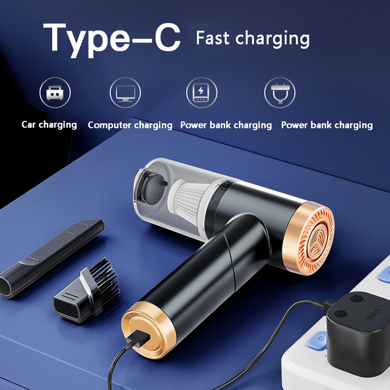 aspiradora para coche, Recargable por USB con batería de gran capacidad