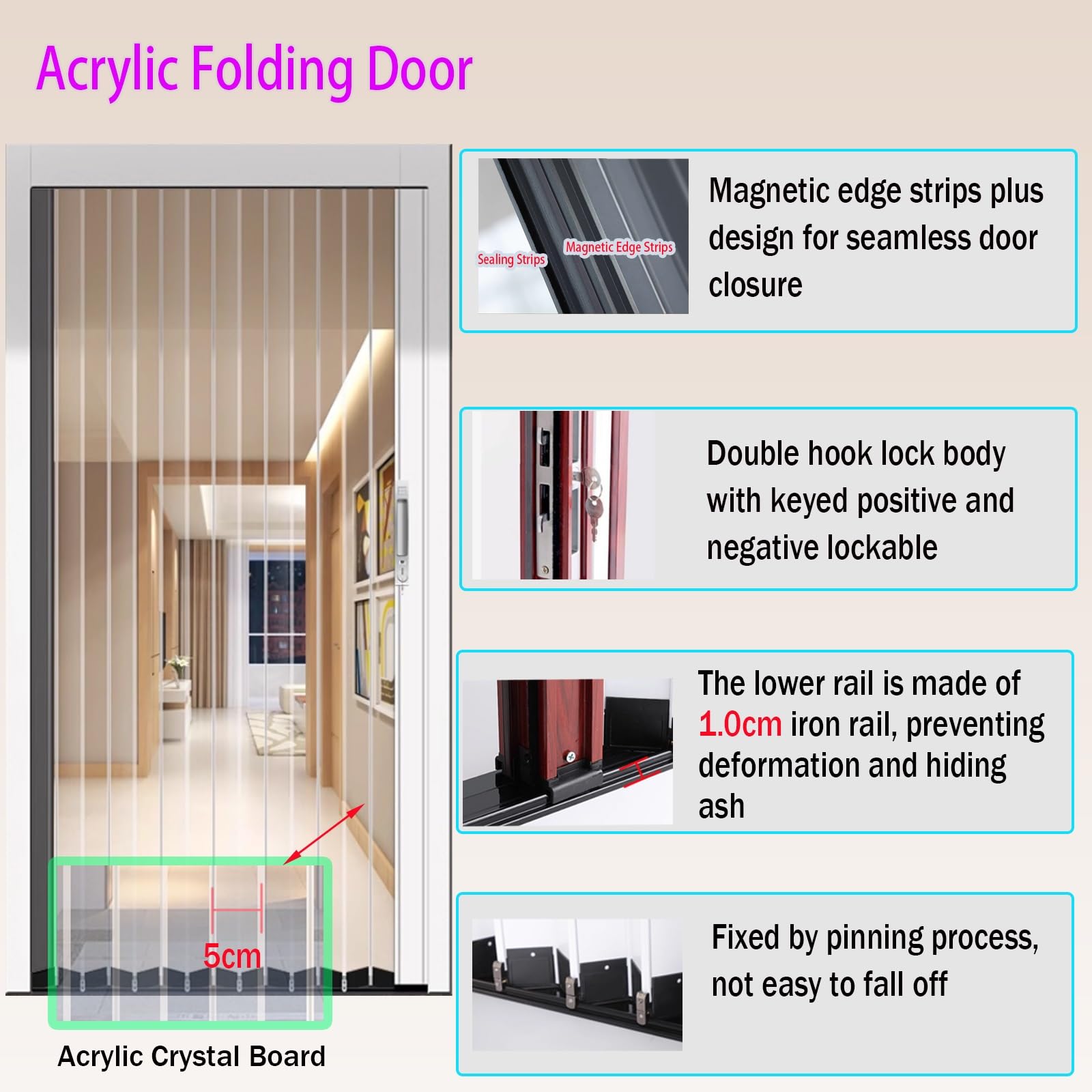 Falttür Wabendesign 180-220cm Höhe - Wasserdichter Raumteiler Schwarz | Für Wohnzimmer & Küche