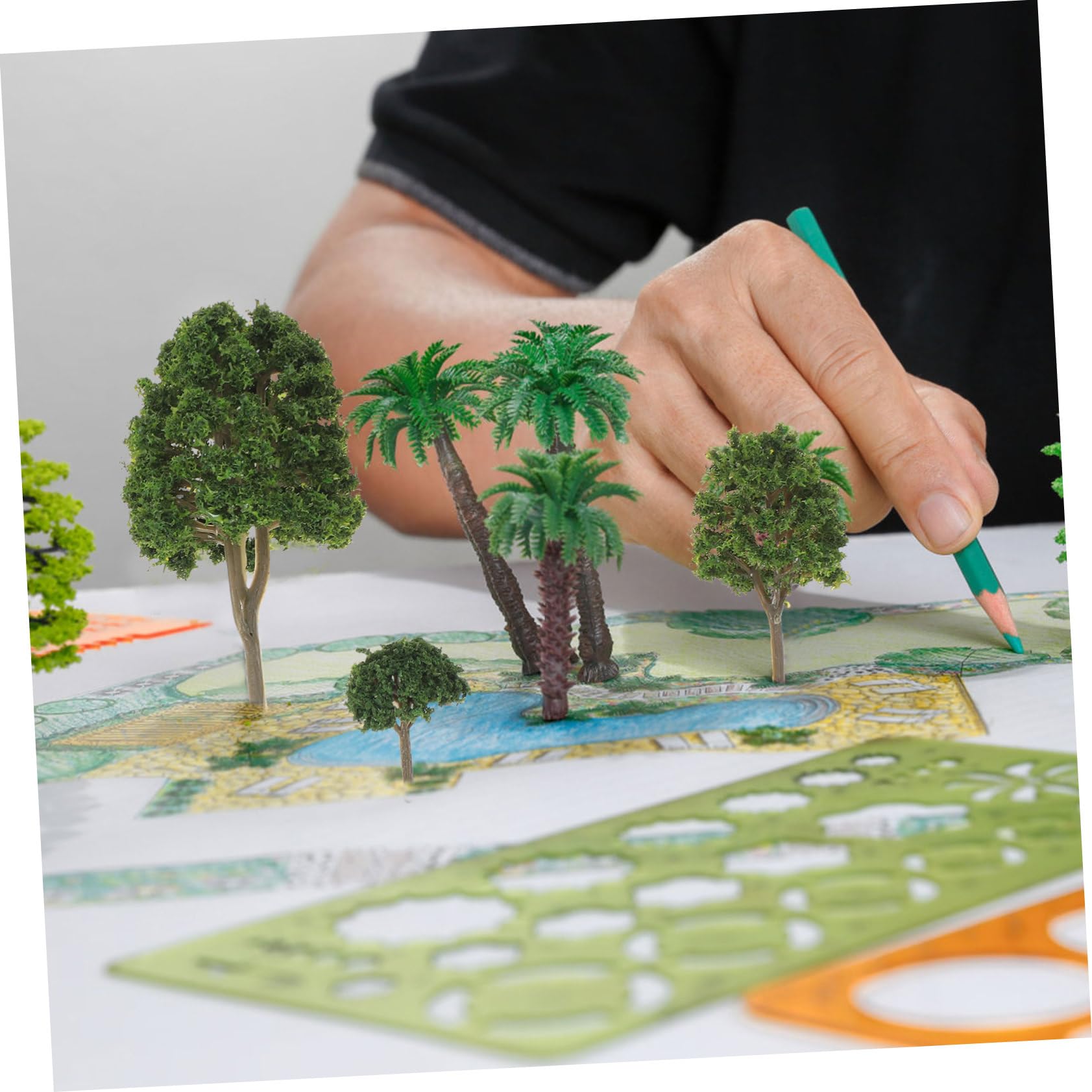 Albero Artificiale Per Tavoli Di Sabbia - Miniatura 25x25x25cm, PVC, Per Modellismo - Foto 9