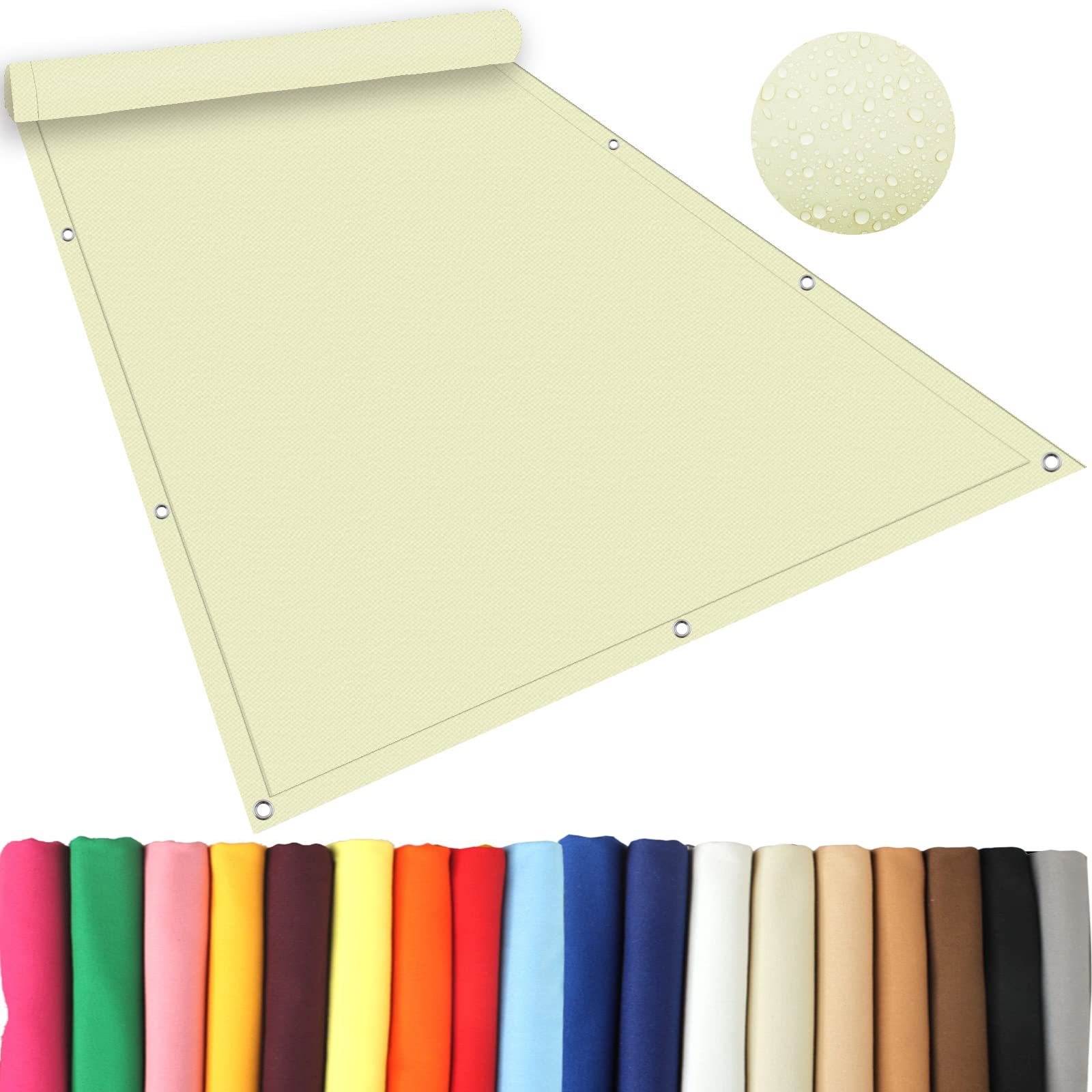 Voile d'ombrage imperméable 2x5.5m sable pour terrasse et extérieur