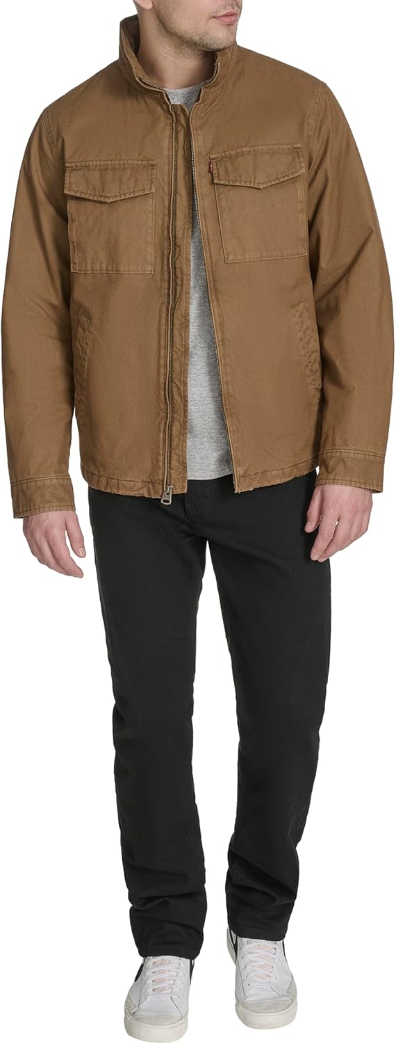 Levi's Men's Stand Collar Cotton Military Jacket With Hidden Hood - Image 10