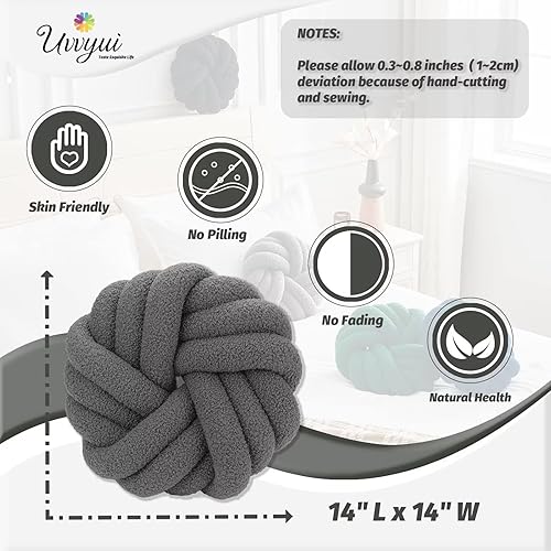Miniatura 2 de Uvvyui Almohadas de nudo, cojines decorativos de 14 pulgadas, cojín redondo suave hecho a mano, cojín de felpa para decoración del hogar para cama,