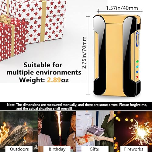 Miniatura 5 de YOZWOO Encendedor de plasma de doble arco recargable, encendedor eléctrico USB, encendedor de proyección fría, resistente al viento, encendedor de
