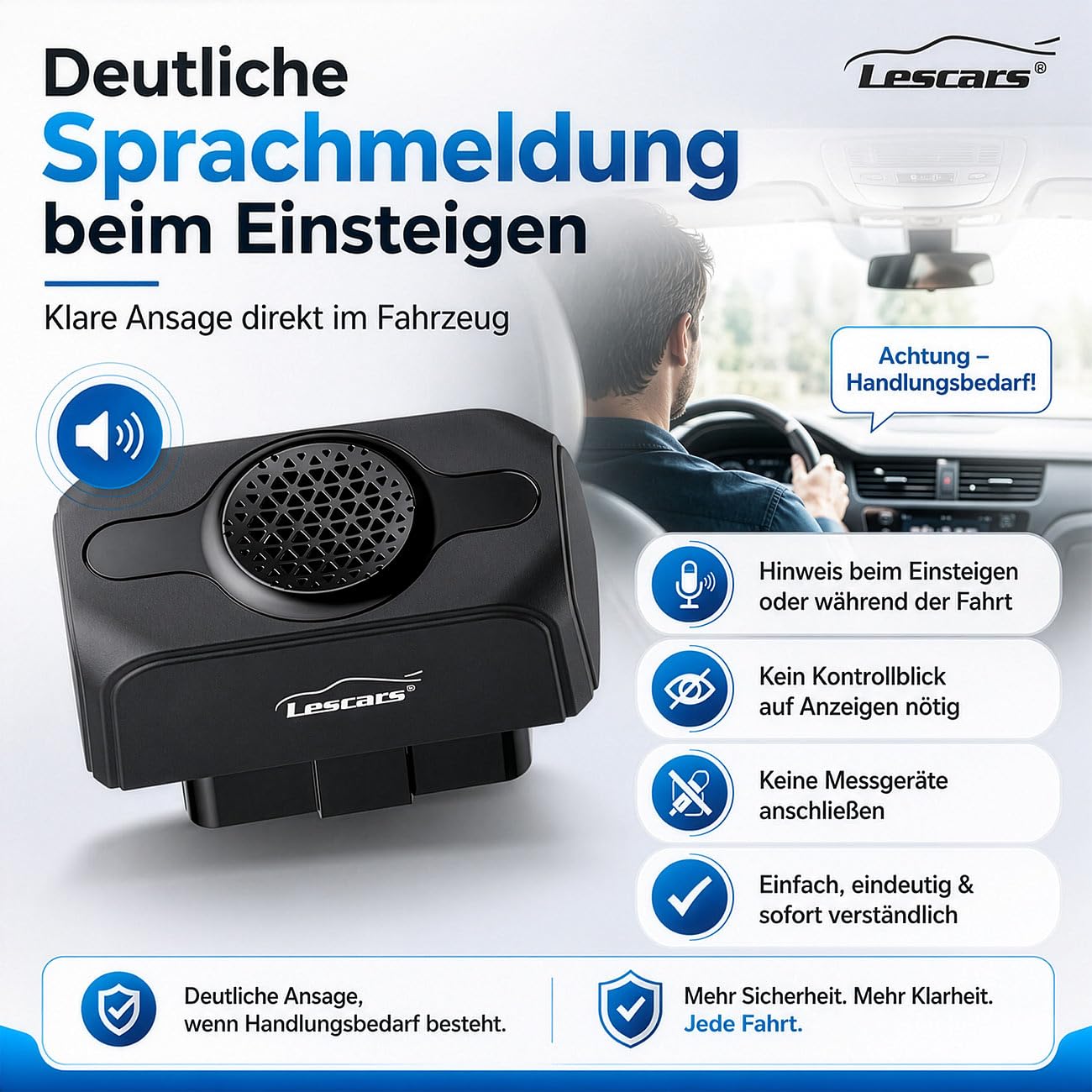 Lescars OBD2-Batteriewächter: 2er-Set OBD2-Kfz-Batterie-Wächter, Sprachansage bei niedriger Spannung (Fahrzeug-Batteriewächter für 12 V, Batterie Spannungsalarm)