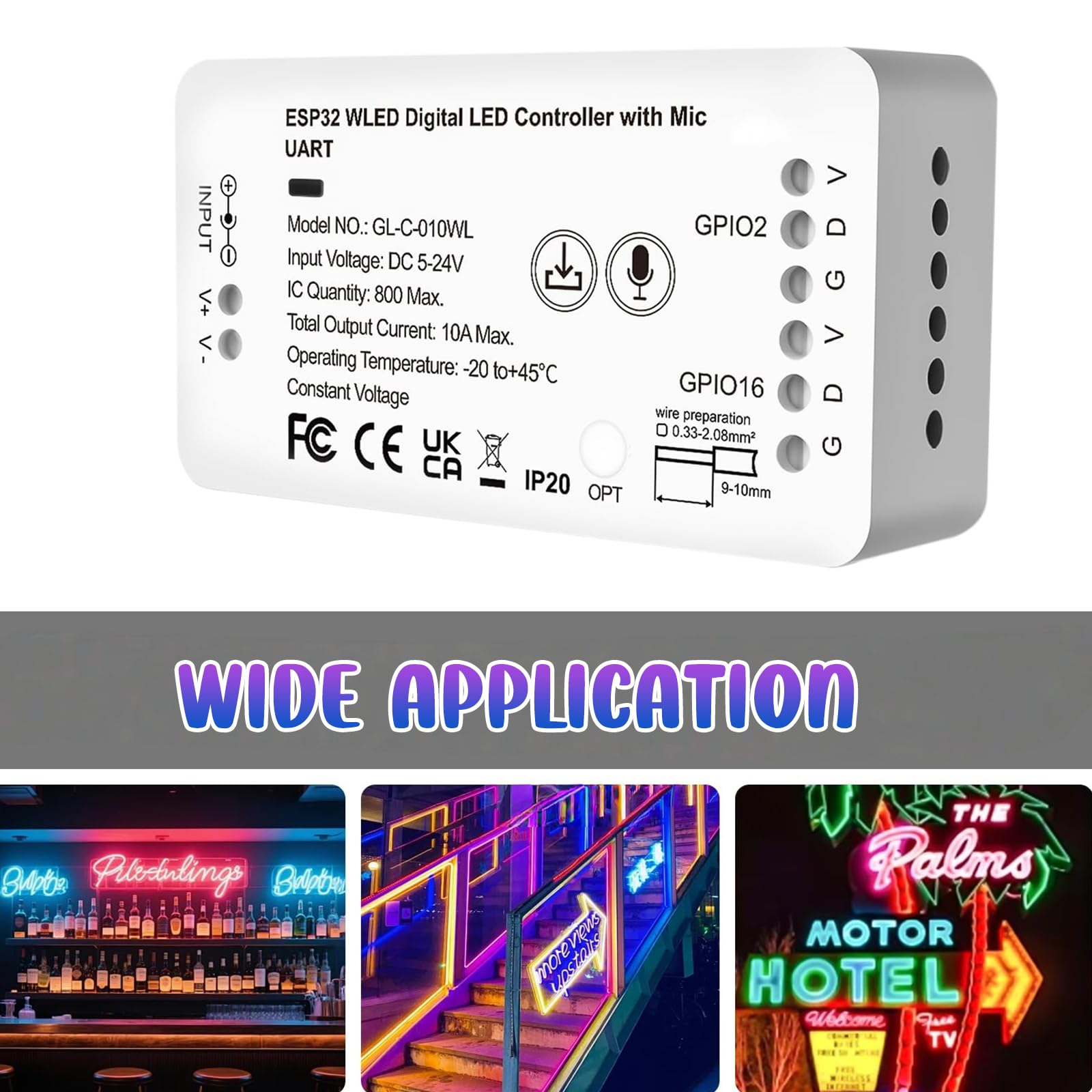 WLED Controller ESP32 Mit Mic Funktion, Digital LED Strip Light Controller, WLED Addressable Strip Controllers Für RGB/RGBW LED-Streifen DC5-24V (WS2811 GS8208 SM16703P SK6812 TM1814)