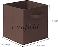 Vista 7 de Casafield Set of 6 Collapsible Fabric Cube Storage Bins, Brown - 11" Foldable Cloth Baskets for Shelves, Cubby Organizers & More Marrón