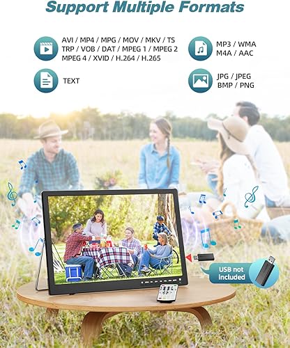 Miniatura 6 de Desobry Televisor pequeño de 17 pulgadas con entrada HDMI 1080P, TV portátil con antena sintonizador ATSC, monitor portátil de TV con batería