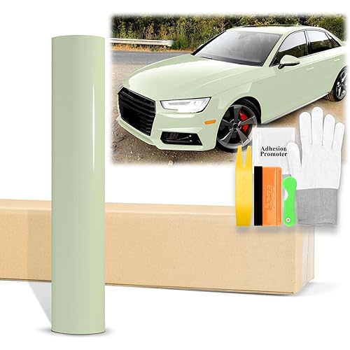 60"x360" (5FTx30FT) Jade Green High Gloss Glossy Vinyl Wrap Auto Car Sticker Decal Film Sheet Bubble Free Air Release Technology with Tool Kit